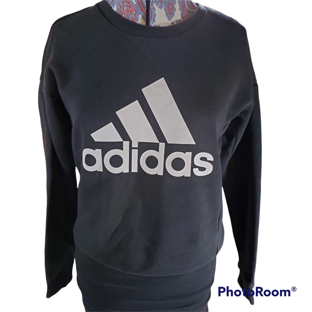 Adidas | Black Sweatshirt with white Logo | Size XS
